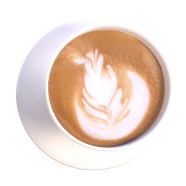 Şeffaf arkaplanda izole edilmiş gerçekçi görünümlü kahve fincanı, sahne projeleri için uygun element.