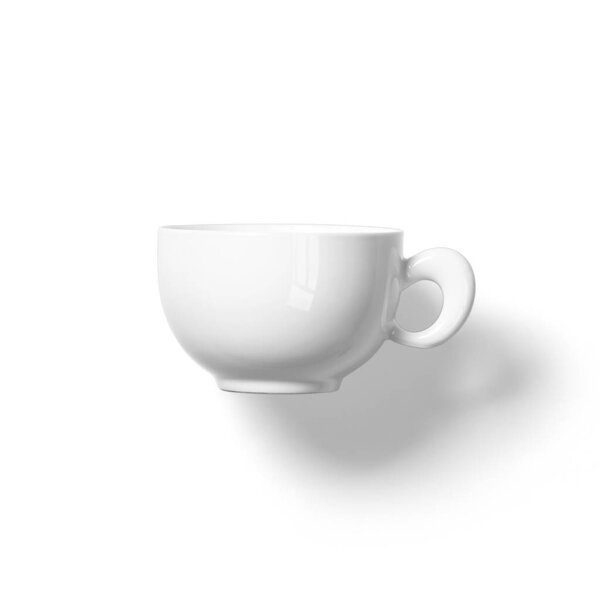 Закрыть вид черный кофе на белой чашке изолированы.