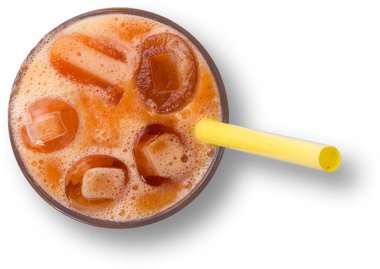 Üst manzara samanla izole edilmiş taze meyve suyu.