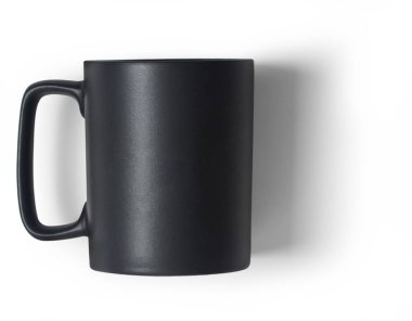 Gerçekçi siyah kupa şeffaf arkaplanda izole edildi. Sahne projeleri için uygun element.