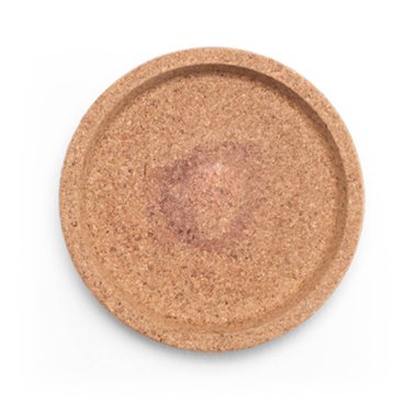 Gerçekçi kahverengi mantar bardak altlığı şeffaf arka planda izole edildi. Sahne projeleri için uygun element.