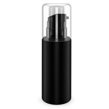 Kozmetik konsepti için çeşitli sprey şişelerinin izole edilmiş görüntüsünü kapat.