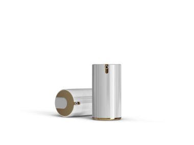 Kozmetik konsepti için çeşitli sprey şişelerinin izole edilmiş görüntüsünü kapat.