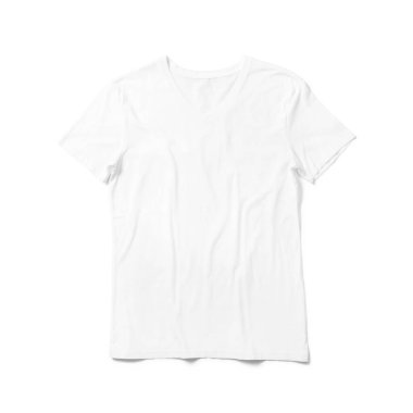 Beyaz arkaplanda izole edilmiş v yaka tişörtünü kapat.