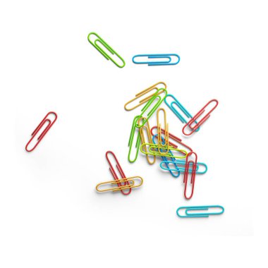 Şeffaf arkaplanda izole edilmiş gerçekçi demir klipleri. Sahne projeleri için uygun element.