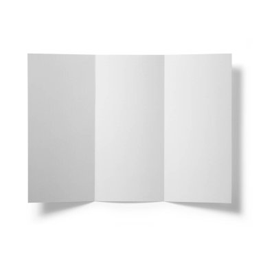 Görüntü broşürünü kapat. Üç kat beyaz üzerine izole edilmiş..