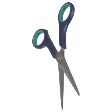 Saydam arkaplanda izole edilmiş gerçekçi makas. Sahne projesi için uygun element.