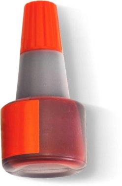 Element projeniz için uygun sade arkaplan üzerindeki izole edilmiş mürekkep şişesini kapat.