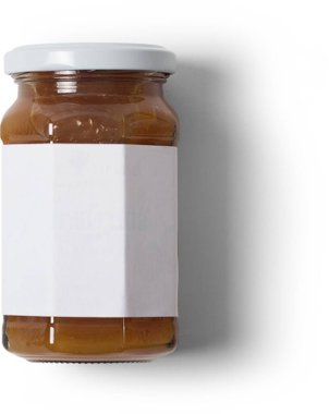 Reçel kavanozunun basit ambalaj tasarımı, konsept projenize uygun.