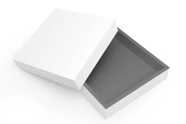 Закрыть Вид Бланк Белой Бумажной Коробки Подходящей Вашего Мака Материалов — стоковое фото