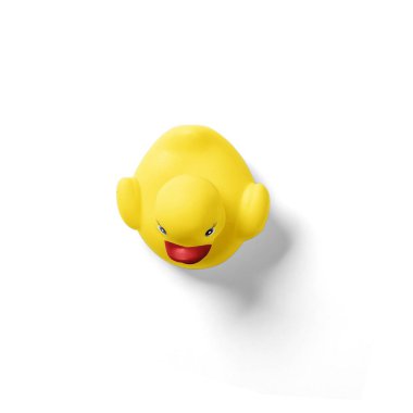 Siyah arkaplanda sarı plastik ördek