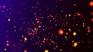 Parlayan turuncu parçacıkların büyüleyici bir görüntüsü koyu mor bir arka plana saçılmış, büyülü bir gece gökyüzünü andırıyor. Arkaplan, doku ve tasarım elementleri için harika.