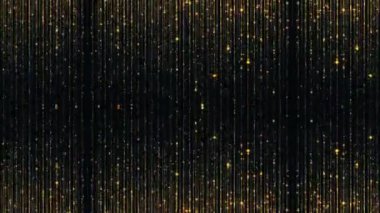 Parlak altın parçacıklarının dikey iplikleri karanlık bir zemin üzerine inerek büyülü ve kutlayıcı bir hissi uyandırır. Şenlikli ve görkemli projeler için uygundur..