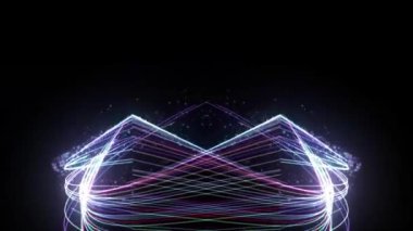 Karanlık bir arkaplanda büyüleyici bir desen içinde parlak ışık yolları kesişiyor. Görüntü, hareket ve enerjinin özünü birden fazla renk karışımıyla yakalar..