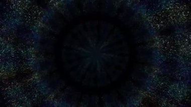 Merkezinde bir ışık patlaması olan kozmik bir patlamayı tasvir eden karanlık ve soyut bir görüntü. Görüntü, siyah bir zemin boyunca dağılmış ışık zerreleriyle yıldızımsı bir etki yaratarak derinlik ve gizem hissi yaratıyor..