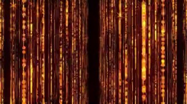 Turuncu ışık dizilerinin dikey olarak sıralandığı soyut bir görüntü. Sıcak ve canlı renkler, kutlamalar ve dijital dekorasyonlar için mükemmel enerjik ve şenlikli bir atmosfer yaratıyor..