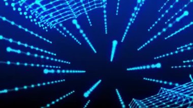 Dijital mavi çizgiler ve desenler gelecekten ve teknolojiden esinlenilmiş görsel efektler yaratıyor.