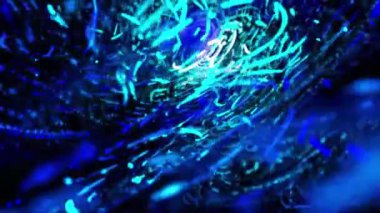 Dijital soyut bir şekilde dönen mavi ışık desenleri, canlı bir ekranda hareket ve derinlik hissi uyandırır.