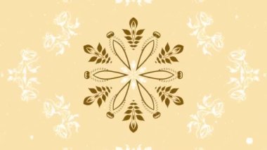 Bej bir arka planda kahverengi tonda karmaşık bir mandala deseni, dekoratif ve geleneksel bir tasarım yaratıyor..