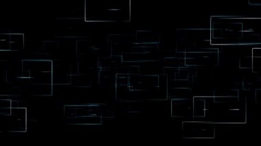 Dijital soyut dizaynda mavi ve siyah geometrik şekiller.