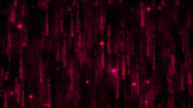 Karanlık bir arka planda parlayan kırmızı kalplerden oluşan, modern, teknolojik bir estetik ile aşkı, tutkuyu ve dijital sevgiyi temsil eden soyut bir görüntü..