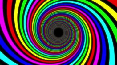 Renkli ve hipnotize edici bir spiral tünel. Çok renkli çizgilerden oluşuyor. Uzaklara doğru çekiliyor..
