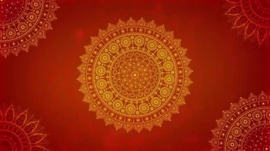 Kırmızı Arkaplanda Altın Mandala Deseni.