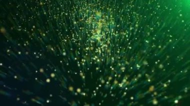 Parçacıklı soyut yeşil ve altın arkaplan.