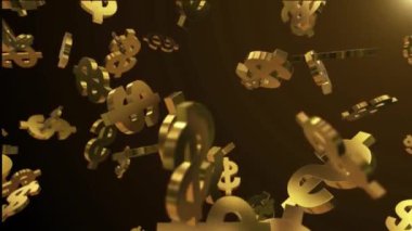 Koyu bir zemine düşen altın dolar tabelaları.