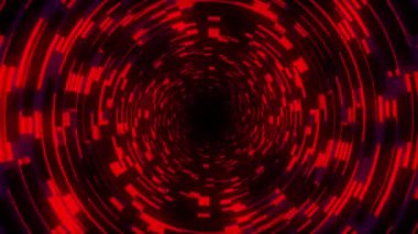 Parlak ışığı olan soyut kırmızı ve siyah dairesel tünel.