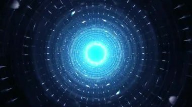 Parlak ışığı olan soyut kırmızı ve siyah dairesel tünel.