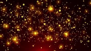 Kırmızı bir gradyan ve düşen altın parıltısıyla soyut arkaplan.