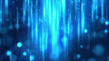 Parlak çizgileri ve bokeh ışıkları olan soyut mavi arkaplan.