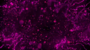 Parlak daireler ve çizgilerle soyut mor ve siyah arkaplan.