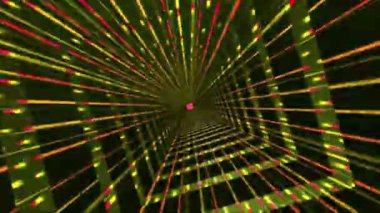 Soyut yeşil ve sarı çizgiler parlak bir ışığa çıkan bir tünel oluşturuyor..