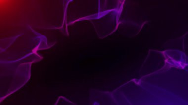 Siyah arkaplanda kopyalama alanı olan soyut mor ve kırmızı dalgalı çizgiler.