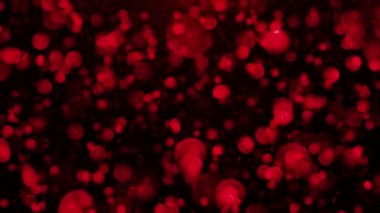 Siyah arkaplanda soyut kırmızı bokeh ışıkları.