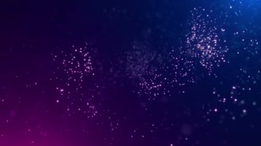 Koyu mor ve mavi gradyan üzerinde parlayan parçacıkların olduğu soyut arkaplan.