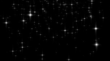 Parlak beyaz yıldızlı ve siyah arkaplanlı soyut arkaplan.