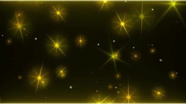 Siyah arkaplanda parlayan sarı yıldızlı soyut arkaplan.