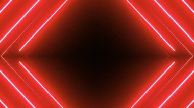 Siyah arkaplanda soyut kırmızı neon ışık çizgileri.