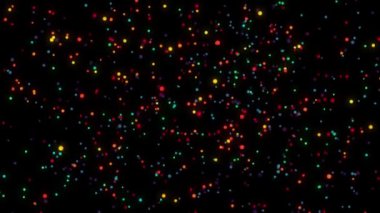 Siyah arkaplanda soyut renkli parlayan noktalar.