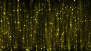 Dikey ışık çizgilerine sahip soyut altın ve siyah simli arkaplan.