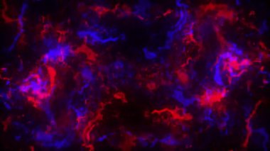 Kırmızı ve mavi neon ışıklı soyut koyu arkaplan.