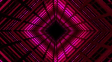 Pembe neon lambalı soyut geometrik desen geleceksel bir tünel etkisi yaratıyor..