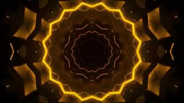 Siyah zemin üzerinde parlak sarı çizgiler olan soyut geometrik desen.