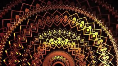 Siyah arkaplanda soyut altın kare desen.