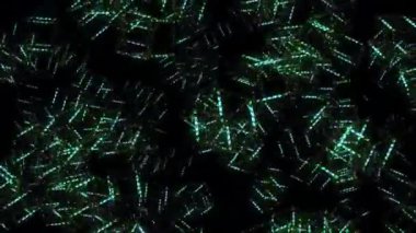 Siyah arkaplanda soyut yeşil çizgiler.