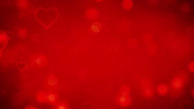 Kalpli ve bokehli soyut kırmızı arkaplan.