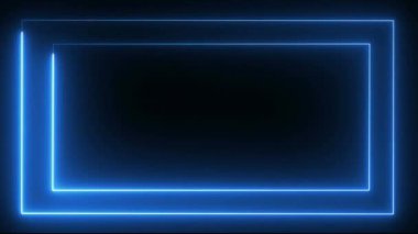 Karanlık bir arkaplanda soyut neon mavi ışık çerçevesi.